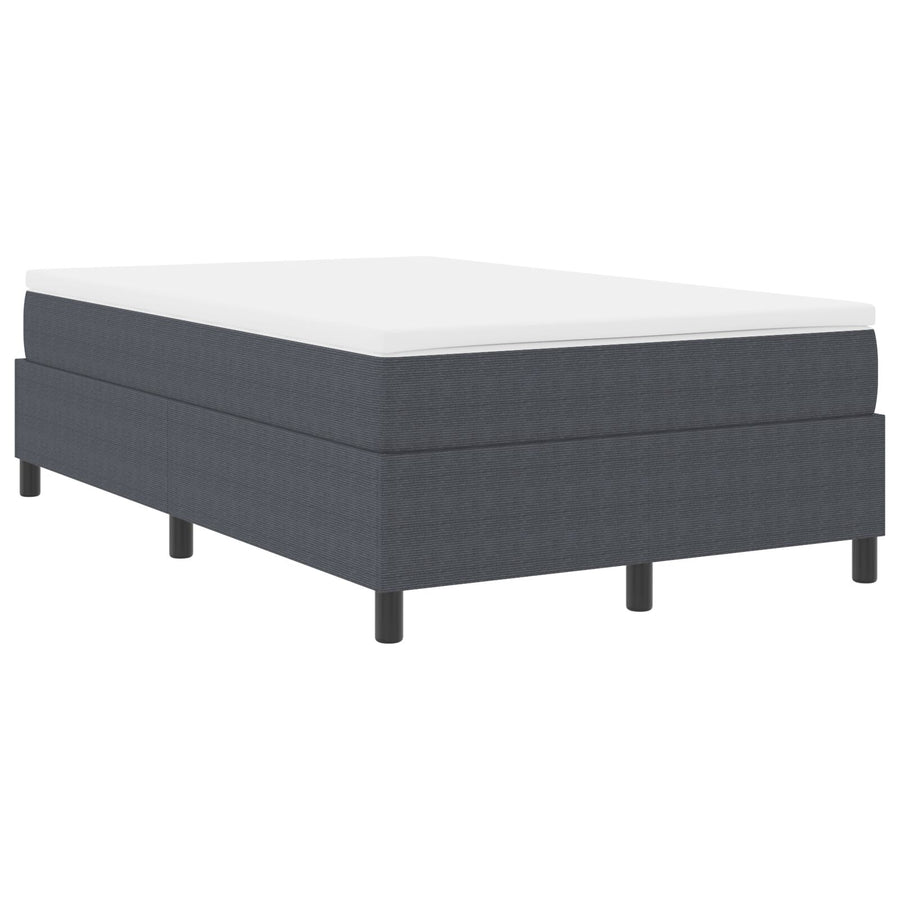 Boxspring Bed Met Matras Donkergrijs 120X200 Cm Corduroy Stof