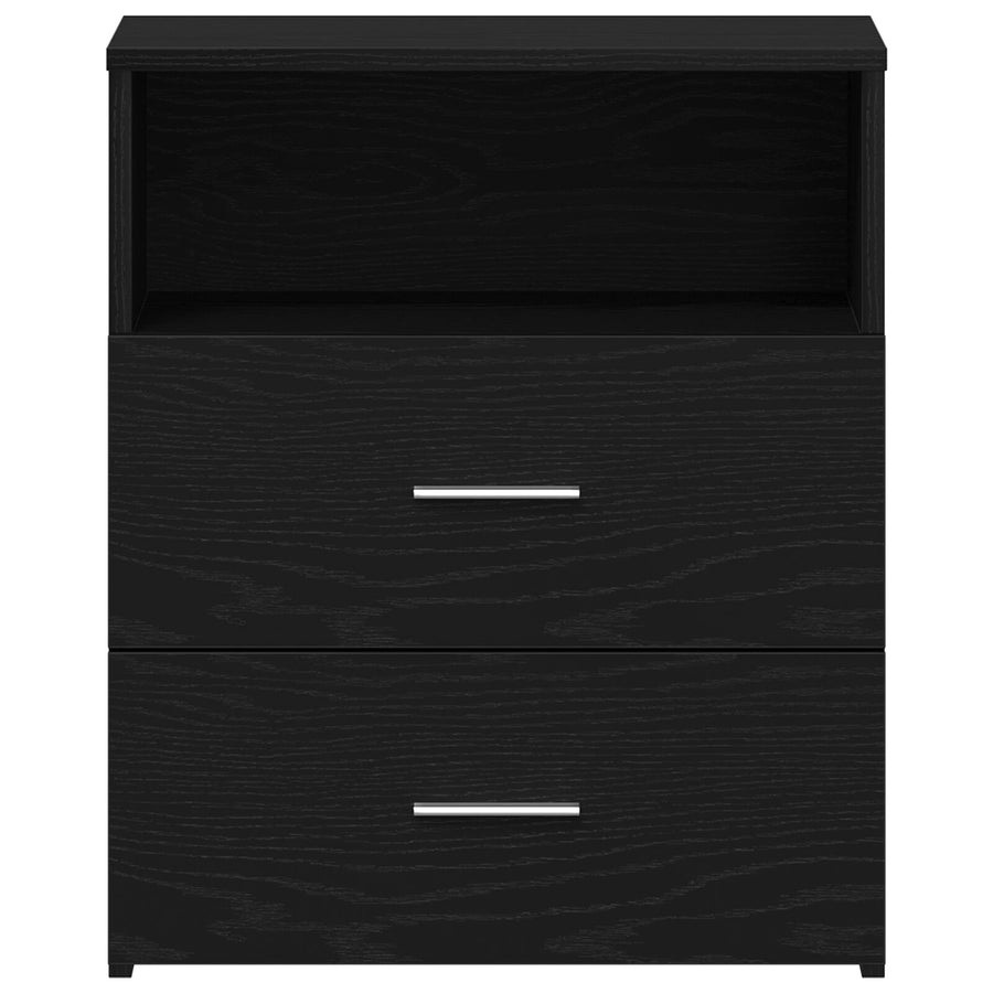 Nachtkastjes 2 Stuks Zwart Eiken 50X32X60Cm Bewerkt Hout