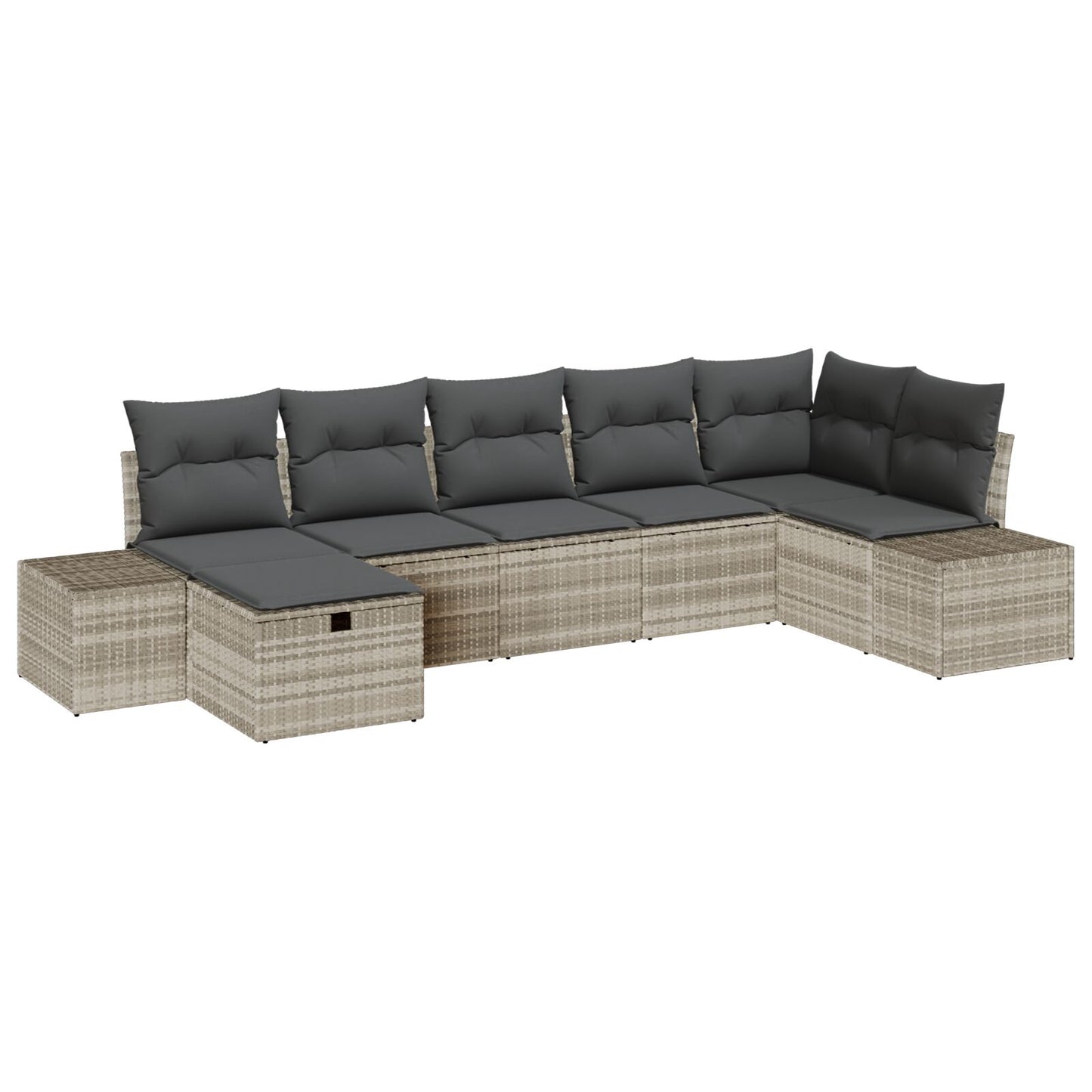 7-Delige Tuin Sofa Set Met Kussens Licht Grijs Poly Rattan Wit