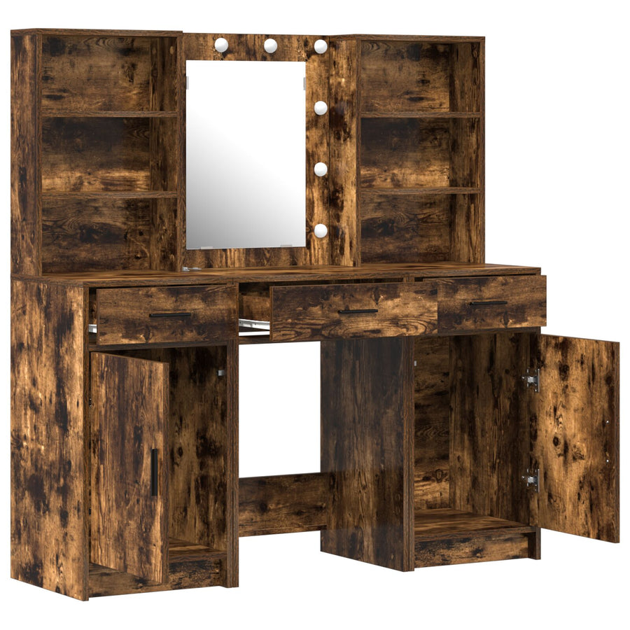 3-Delige Kaptafel Set Gerookte Eiken Geëngineerd Hout