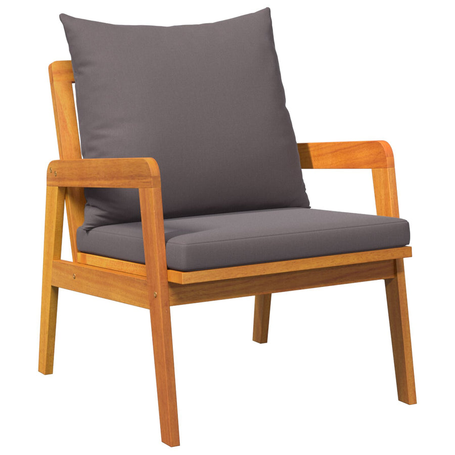 3-Delig Bistro Set Met Kussens Massief Acaciahout Donkergrijs 2x stoelen + tafel