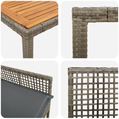 9-Delige Tuin Eettafel Set Met Kussens Grijs Poly Rattan