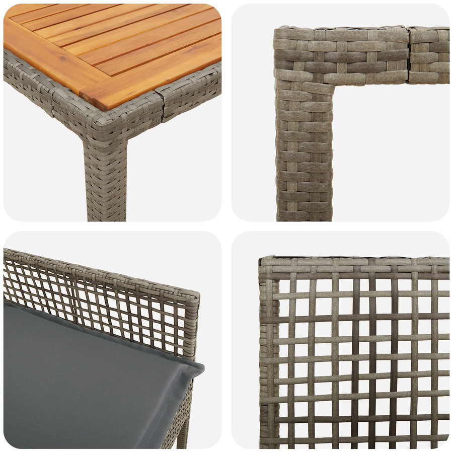 9-Delige Tuin Eettafel Set Met Kussens Grijs Poly Rattan