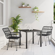 Garden dining set 3 pcs Black Powder-coated steel