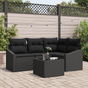 Loungeset 5-delig poly rattan zwart