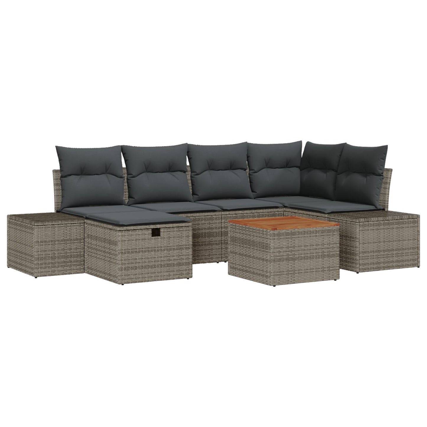 Tuinbank Set Set Van 7 Grijs Poly Rattan Buitenbank Rechthoekig Wit
