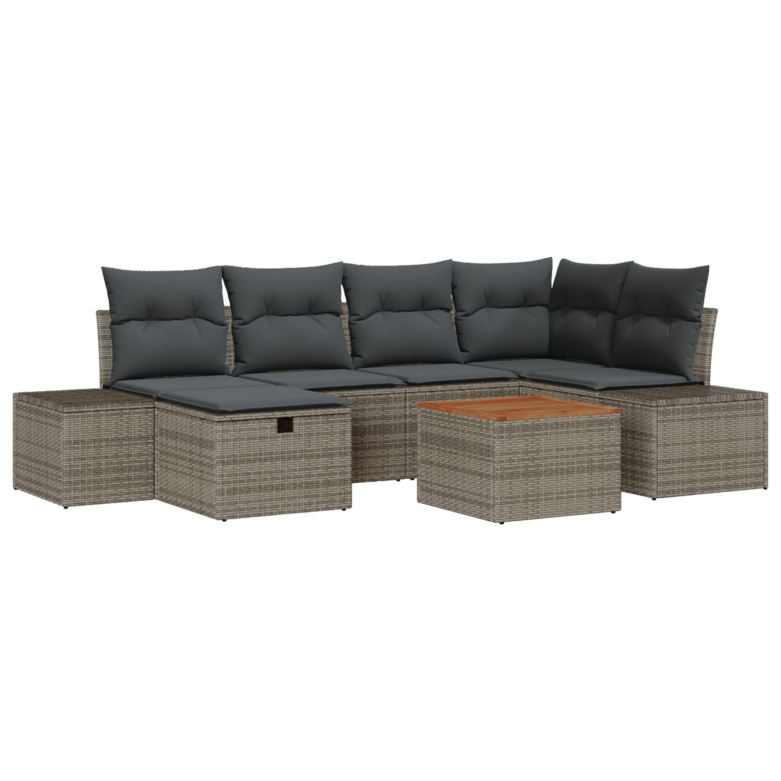 Tuinbank Set Set Van 7 Grijs Poly Rattan Buitenbank Rechthoekig Wit