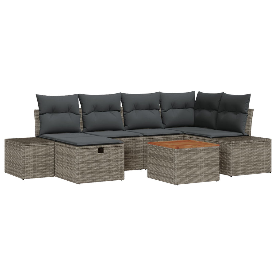 Tuinbank Set Set Van 7 Grijs Poly Rattan Buitenbank Rechthoekig Wit