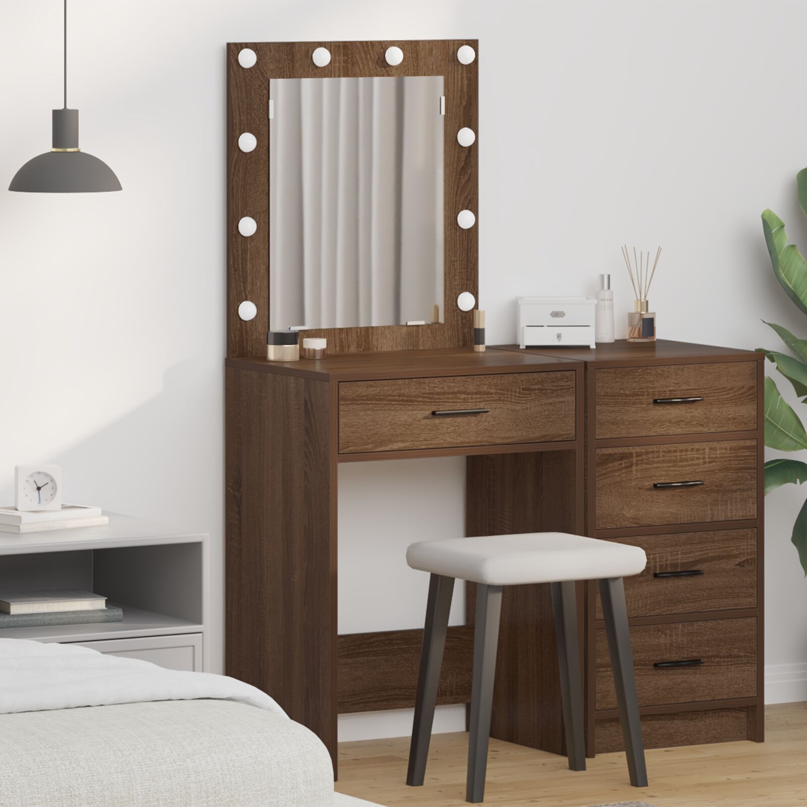Kaptafel Met Led Verlichting Bruin Eik Bruin eiken 50 x 41 x 135 cm