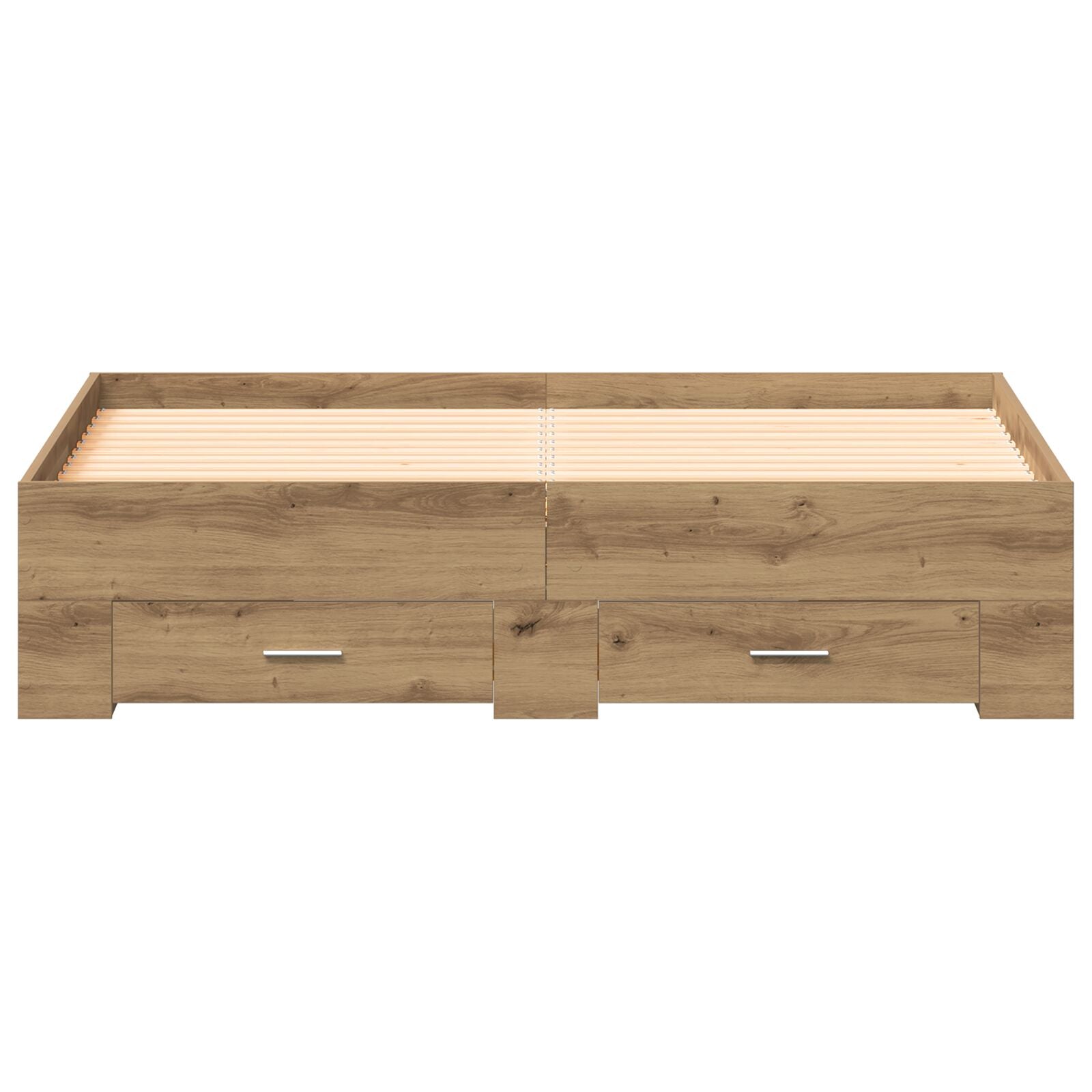 Bedframe Met Lades Artisan Eiken 135X190 Cm Engineered Hout Ambachtelijk Eiken