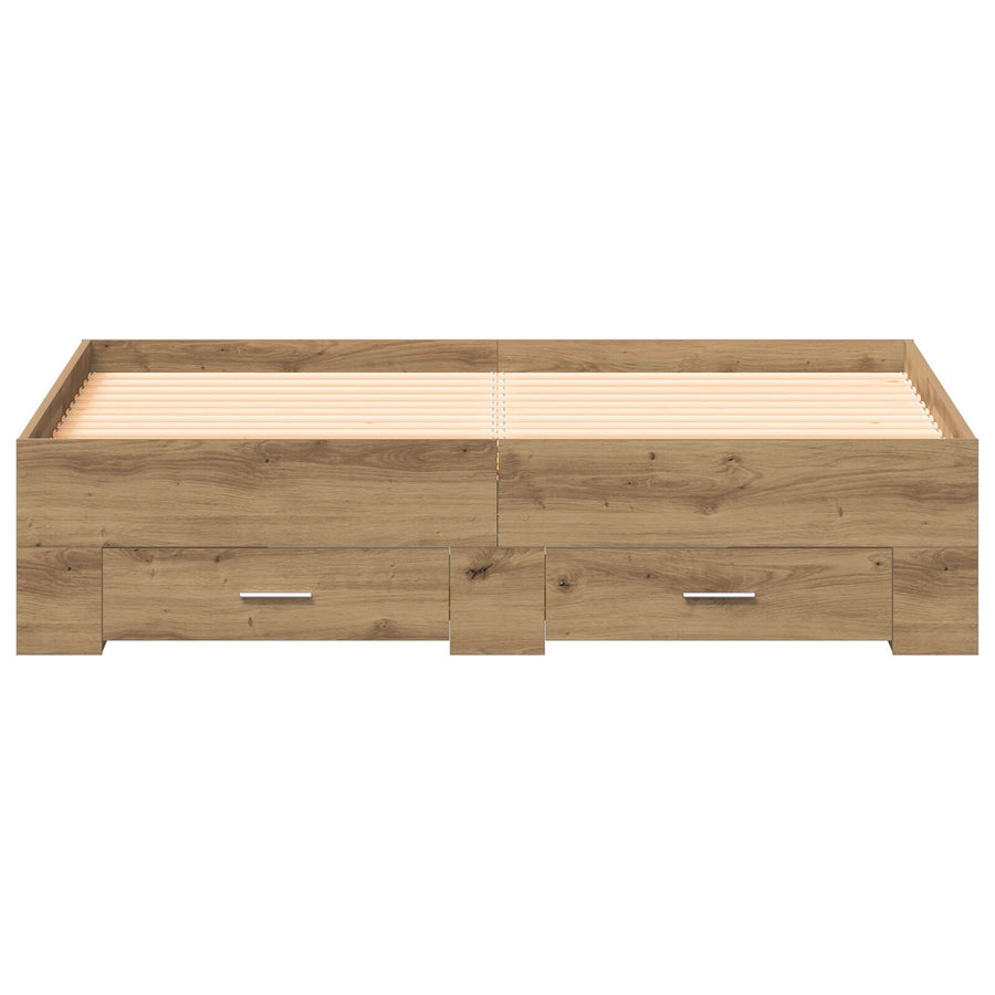 Bedframe Met Lades Artisan Eiken 135X190 Cm Engineered Hout Ambachtelijk Eiken