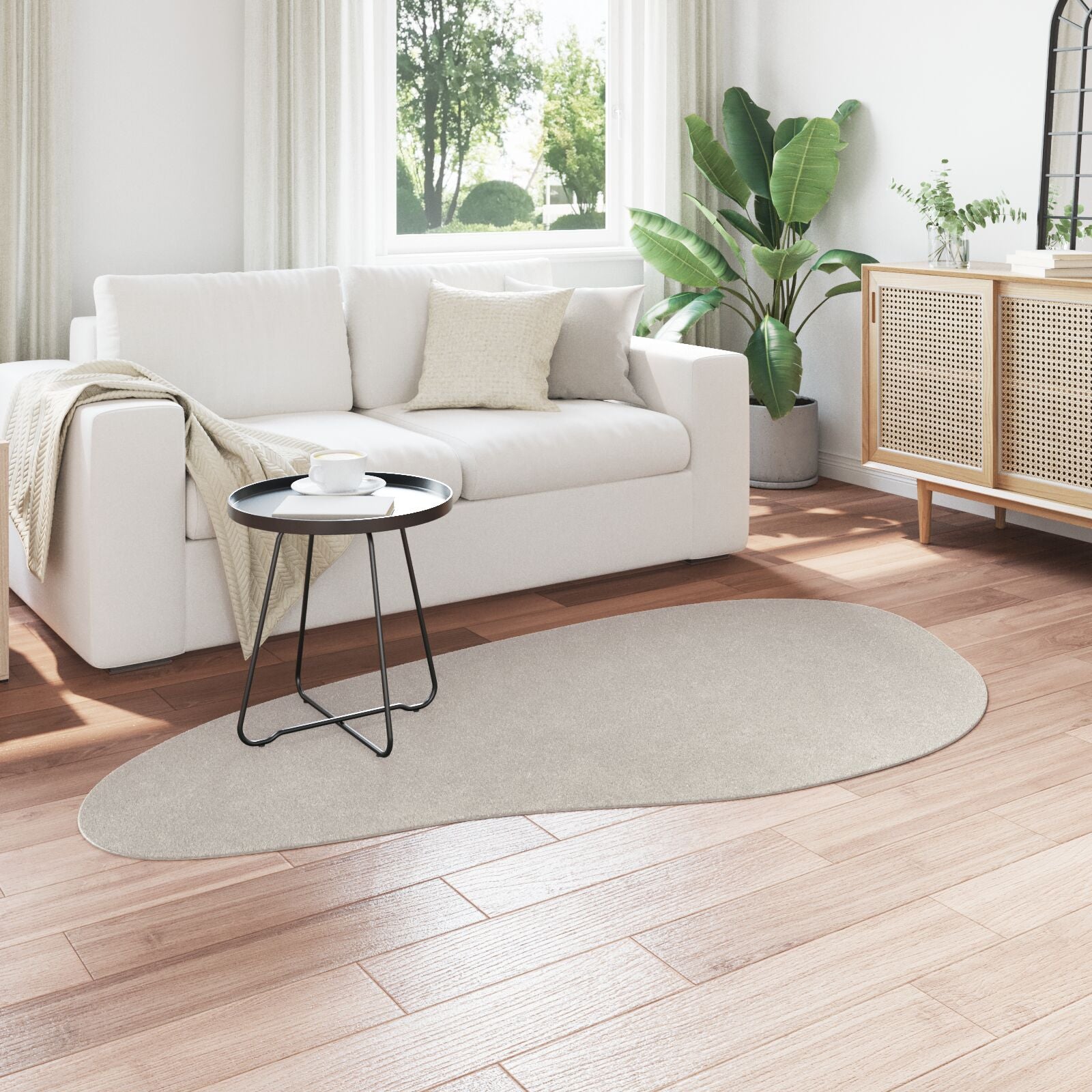 Vloerkleden Katoen Decoratieve Inzetstukken Zand 100 x 200 cm Ovaal-Golfrand
