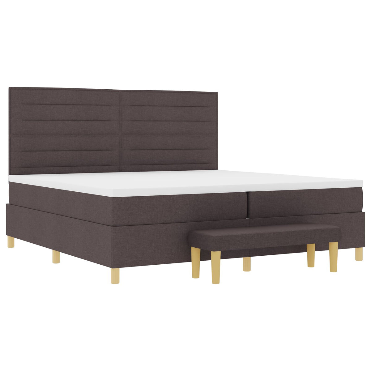 Boxspring Bed Met Matras & Bank Stof Donkerbruin 200 x 200 cm Lijnen ontwerp