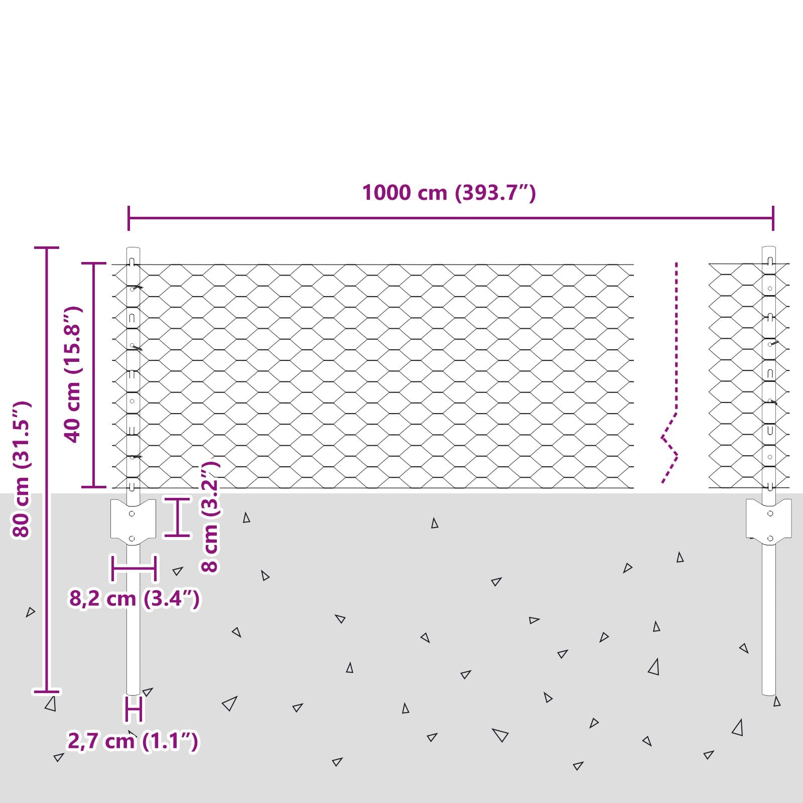 Hek Posts 5 Stuks U-Kanaal Groen 40 Cm Staal,  Hexagon Hek Groen 0,4X10 M Staal