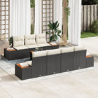 Garden lounge set with cushions 8 pcs Black Poly rattan
