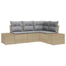 4-Delige Tuin Sofa Set Met Kussens Poly Rattan Beige en lichtgrijs zonder tafel
