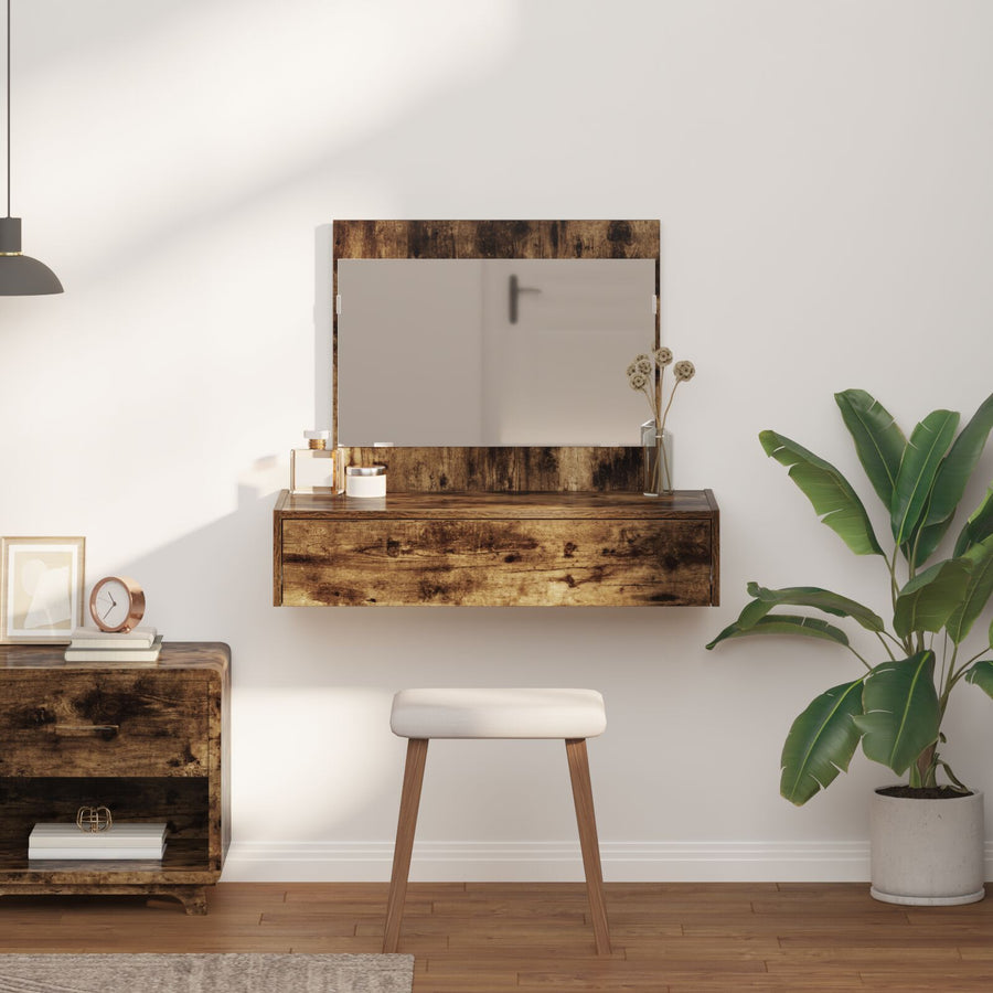 Wandhangende Kaptafel 83 x 40 x 70 cm Gerookt eiken zonder LED
