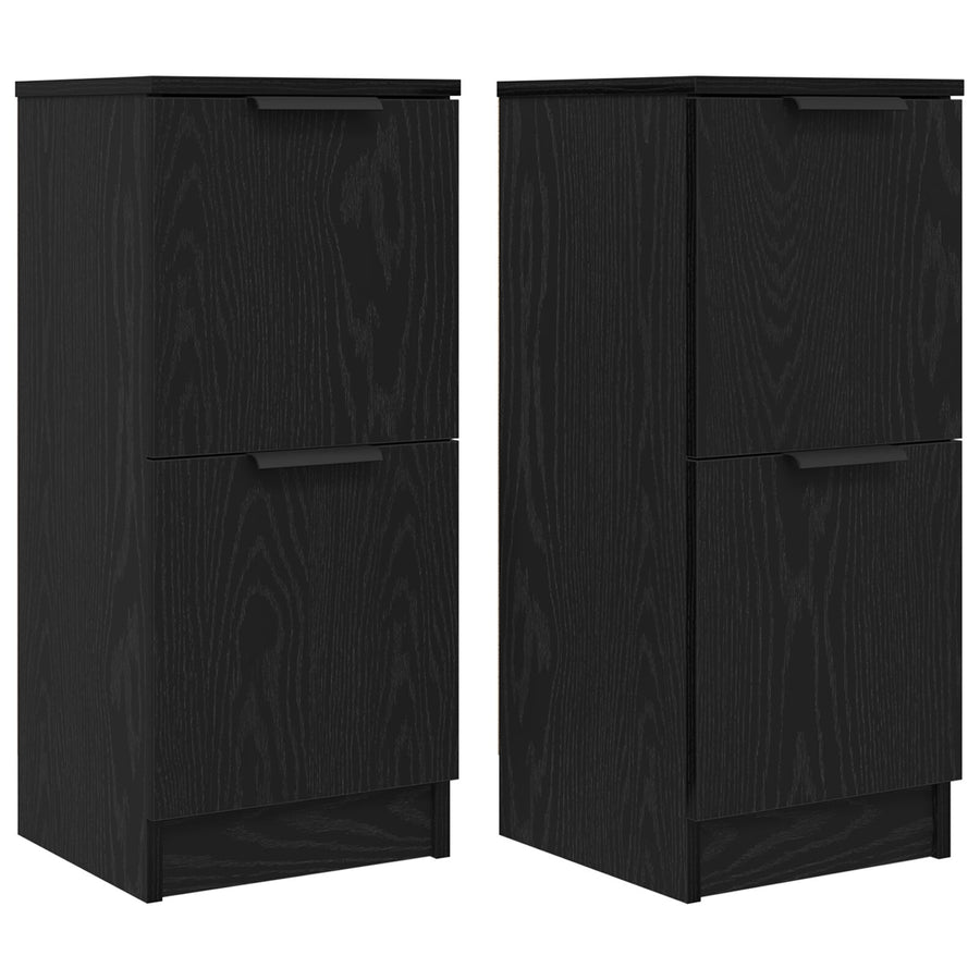 Dressoirs 2 Stuks In Zwart Eiken, 30X30X70 Cm, Gemaakt Van Geengineerd Hout