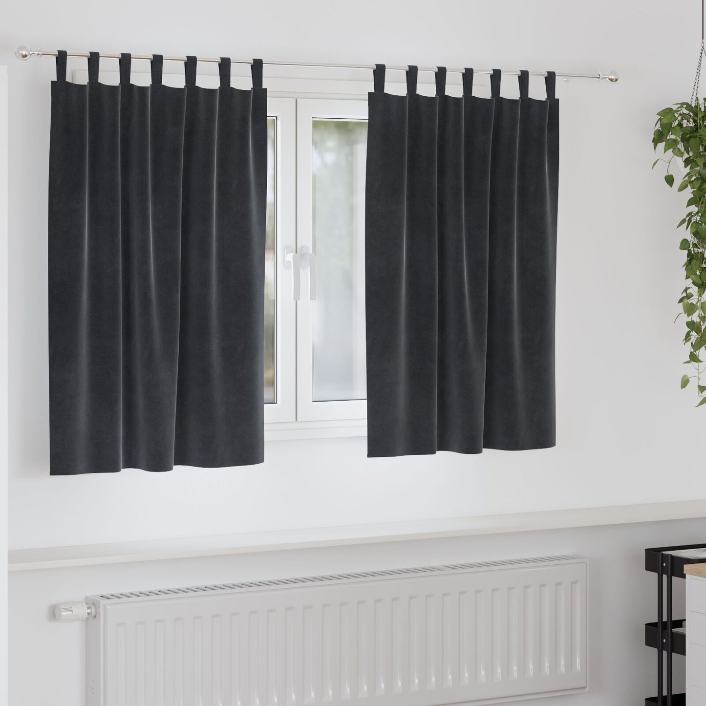 Blackout Gordijnen 2 Stuks Fluwel Donkergrijs 140 x 140 cm met hanglussen