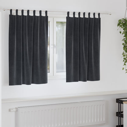 Blackout Gordijnen 2 Stuks Fluwel Donkergrijs 140 x 140 cm met hanglussen