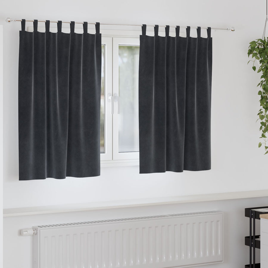 Blackout Gordijnen 2 Stuks Fluwel Donkergrijs 140 x 140 cm met hanglussen