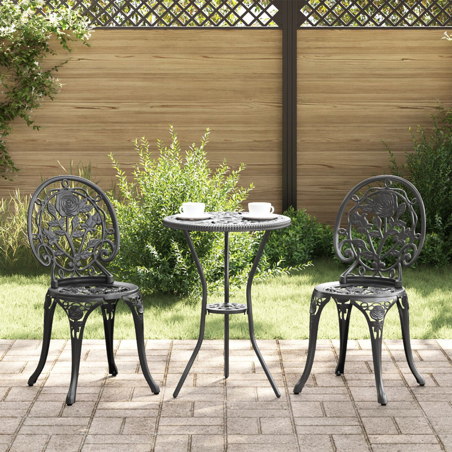 3-Delig Tuin Bistro Set Giet铝 Zwart
