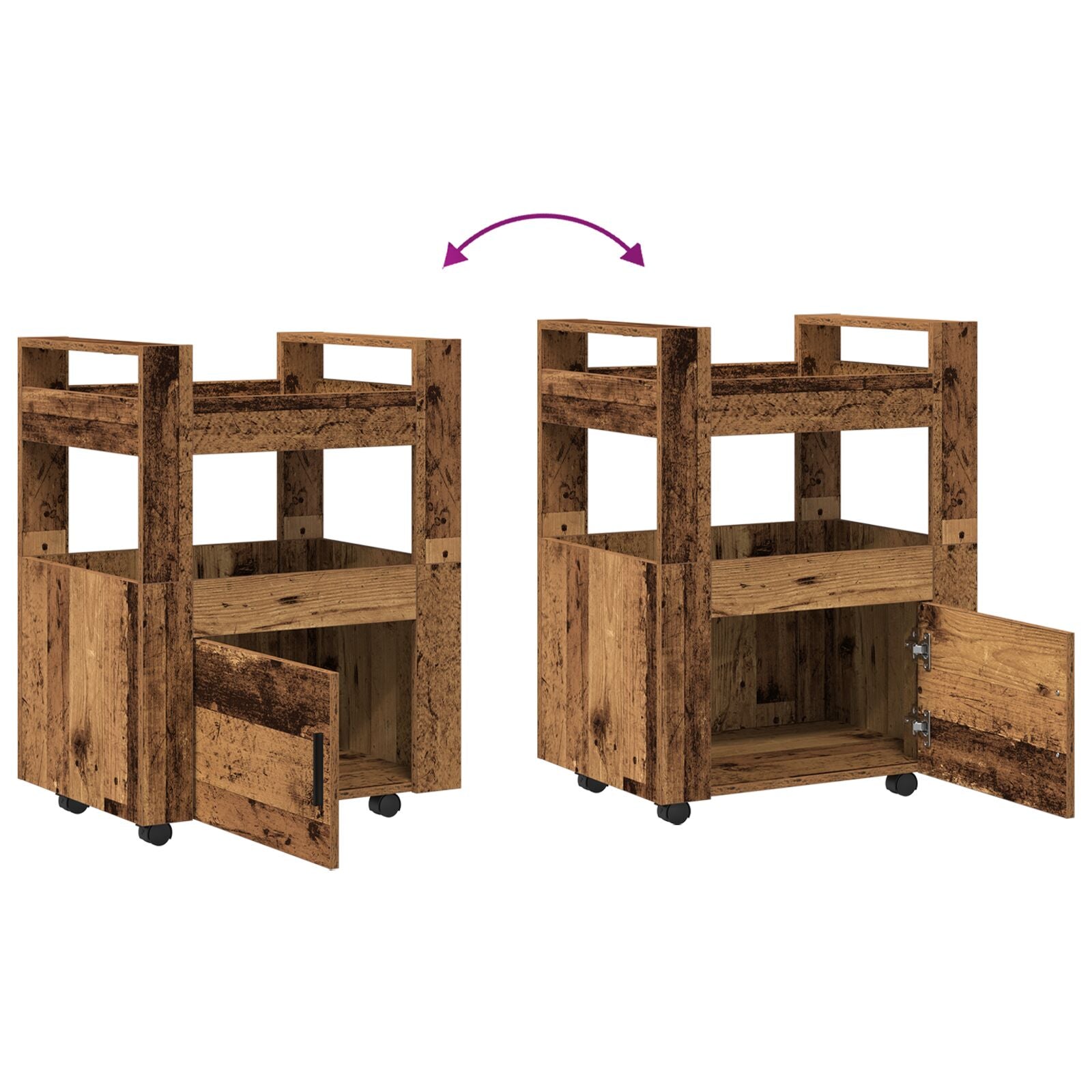 Keuken Trolley 60X45X80 Cm Bewerkt Hout Oude Hout