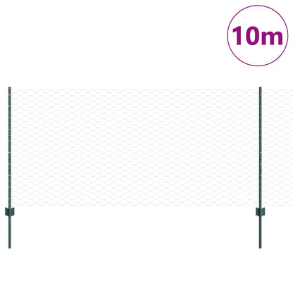 Hekpaaltjes 5 St U-Profiel Groen 100 Cm Staal,  Zeshoekig Hek Groen 1X10 M Staal