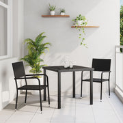 Garden dining set with cushion 3 pcs Black poly rattan