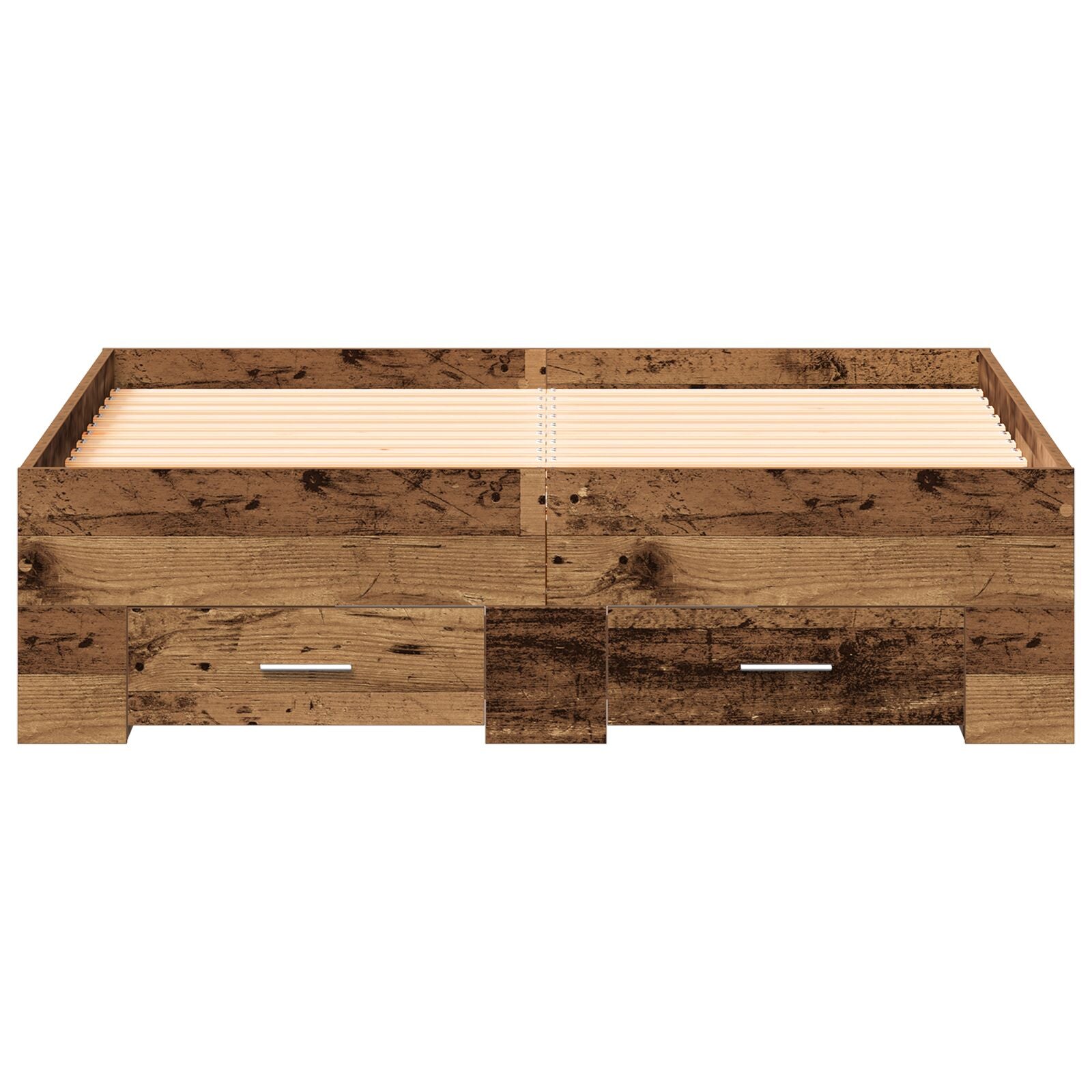 Bedframe Met Lades Oud Hout 120X190 Cm Engineered Wood Ambachtelijk Eiken
