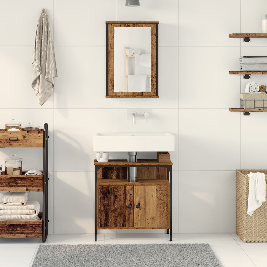 2-Delige Badkamermeubelset Oud Hout Gefabriceerd Hout Oude hout