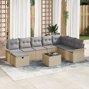 Loungebank set 9-delig poly rattan lichtgrijs