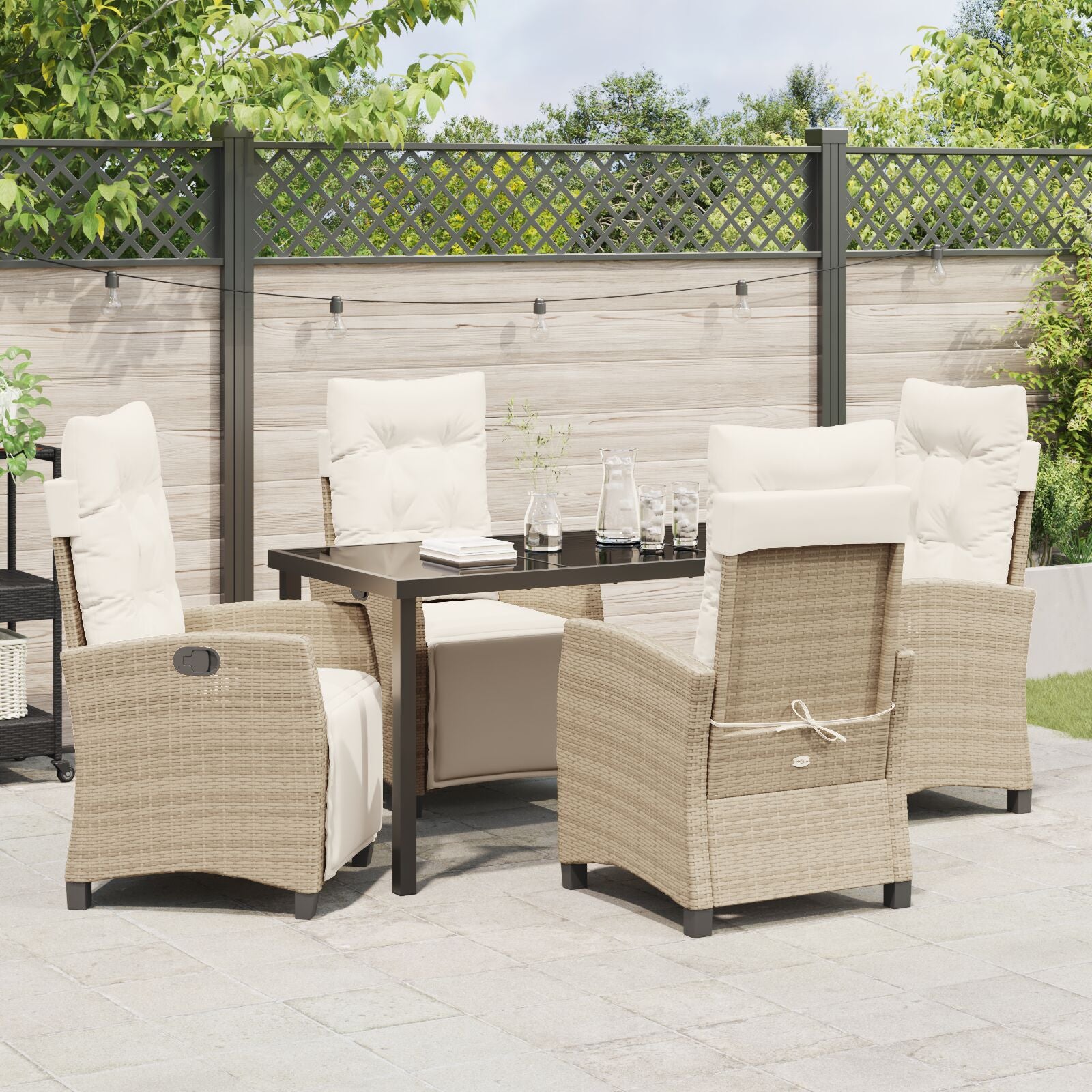 5-Delig Tuin Eetset Beige Poly Rattan