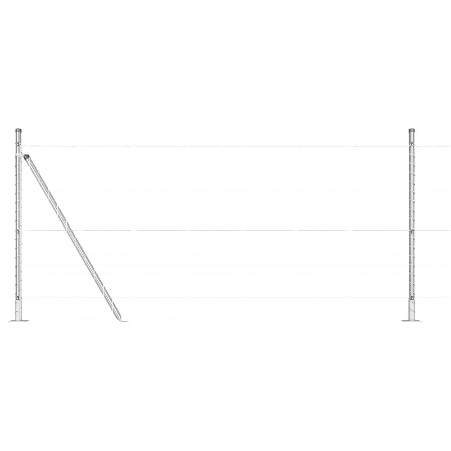 Schuttingpalen Set Set Van 7 Zilver Staal 3,2 X 3,2 X 110 Cm