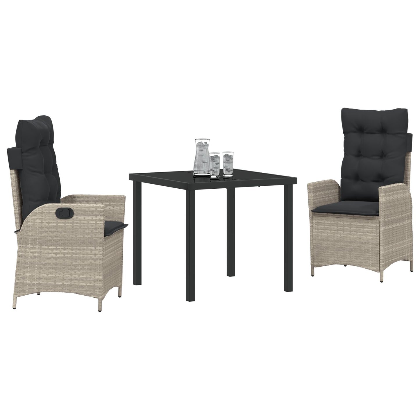 Set Van 2 Lichtgrijs, Anthraciet Pe Rattan, Poedergecoat Staal