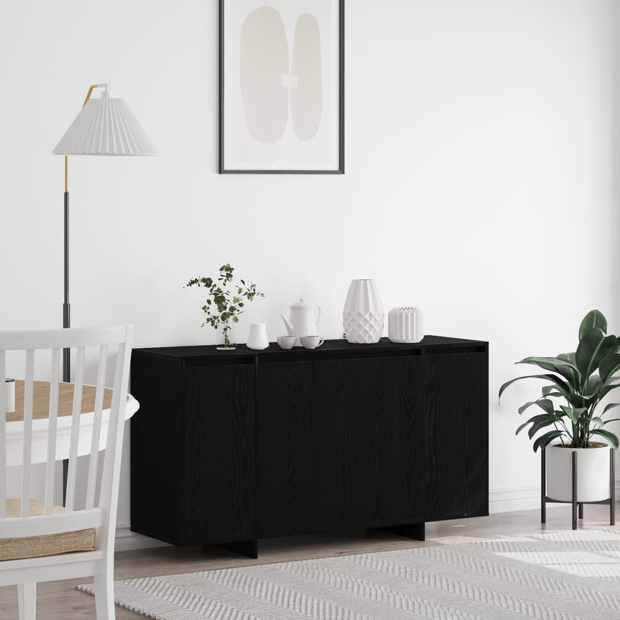 Zwart Eiken Dressoir Zwart Eiken Houtfineer 135 X 41 X 75 Cm