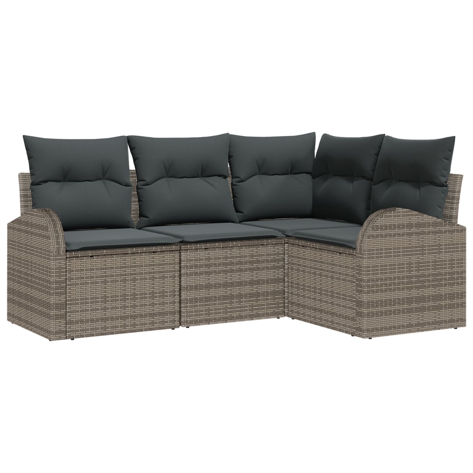4-Delige Tuinbank Set Met Kussens Poly Rattan Grijs zonder tafel