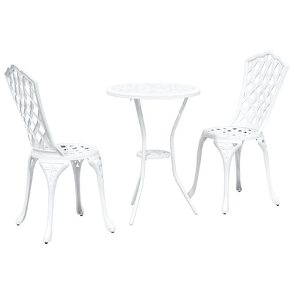 3-Delige Tuin Bistro Set Te Gietaluminium Wit