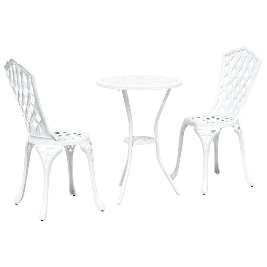 3-Delige Tuin Bistro Set Te Gietaluminium Wit