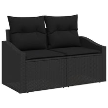 2-Zits Tuinsofa & Kussens Poly Rattan Zwart met opslag