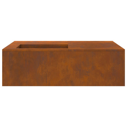 Vuurkorf Met Houtopslag 100X100X30 Cm Weerbestendig Staal Verweerd staal/Bruin