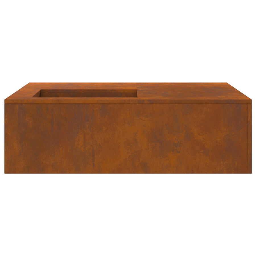 Vuurkorf Met Houtopslag 100X100X30 Cm Weerbestendig Staal Verweerd staal/Bruin