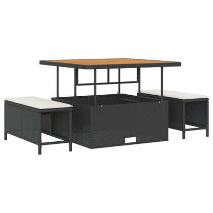 13-Delig Tuinbank Set Met Kussens Zwart Poly Rattan Acacia, 2-Zits Tuinbank Met Opbergruimte & Kussens Zwart Poly Rattan, 3-Delig Tuin Eetset Met Kussens Zwart Poly Rattan Acacia Wit