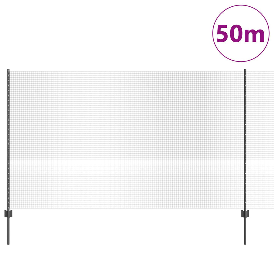 Gelaste Draadhek Met 44 U-Palen Grijs 1.4X50 M Staal
