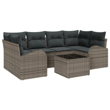 7-Delige Tuin Sofaset Met Kussens Grijs Poly Rattan