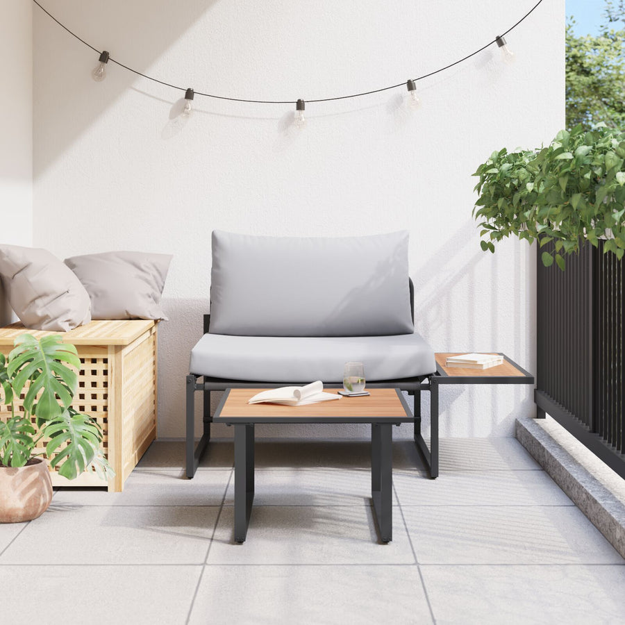 2-Delige Tuin Bank Set Eénzits Met Lichtgrijze Kussens Lichtgrijs