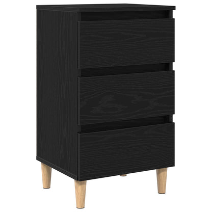 Nachtkastje Met Houten Poot 40X35X69 Cm Zwart eiken
