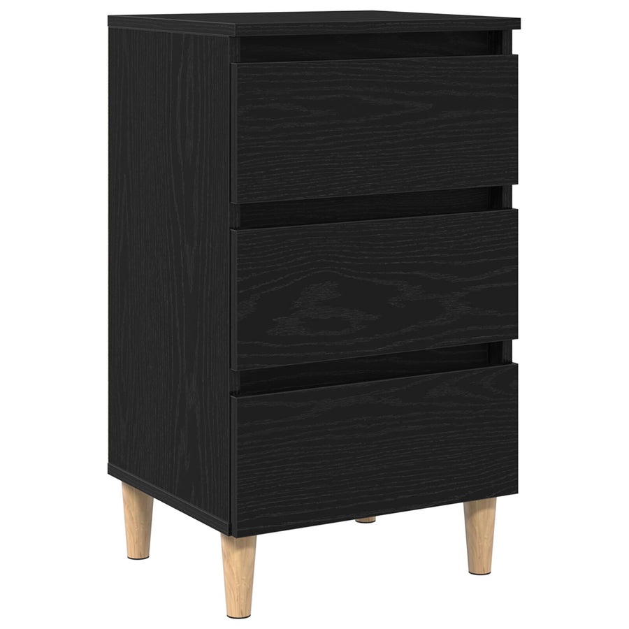 Nachtkastje Met Houten Poot 40X35X69 Cm Zwart eiken