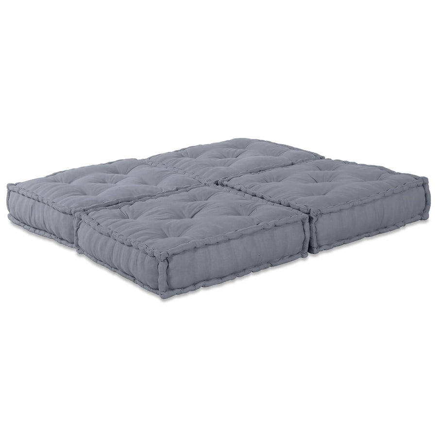 2-Zits Modulaire Poef Sofa Converteerbaar Grijze Stof Grijs 70 x 70 x 36 cm 2x lounge