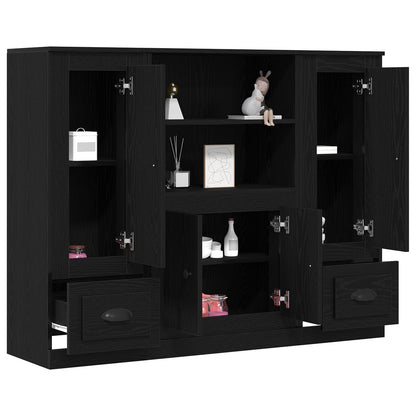 Highboard 132X35,5X103,5 Cm Gelaagd Hout Zwart eiken